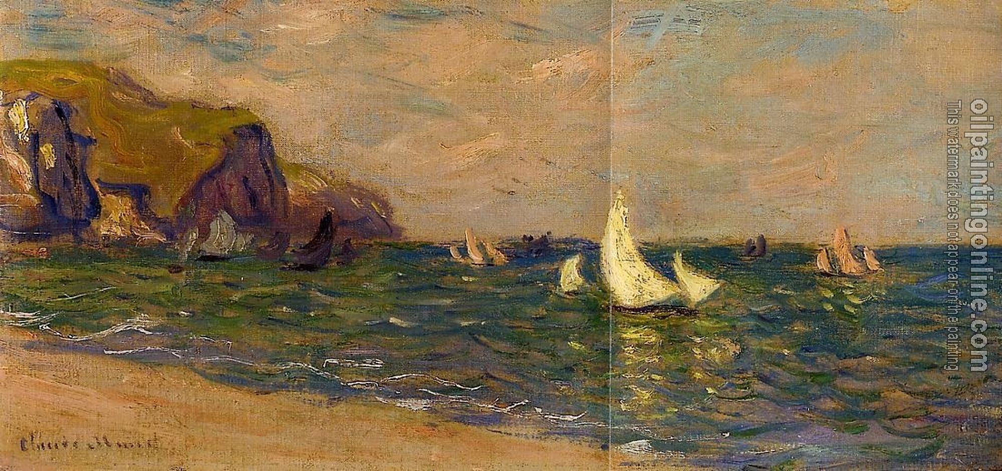 Monet, Claude Oscar - Sailboats at Sea, Pourville